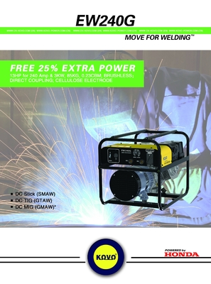 Portable Construction Works Welding Machine Generator Ew240G with Pulse Frequency 885