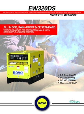 KOVO Portable Diesel Welder/Generator EW320DST High Frequency and BRUSHLESS Engine