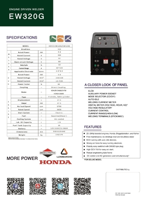 KOVO GASOLINE EW320G R Welding Machine for Power Generation Durable 930*620*640MM