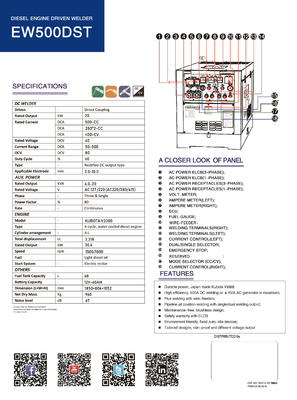 Trailer Type Diesel Welder Generator EW500DST with 1500/1800rpm Speed